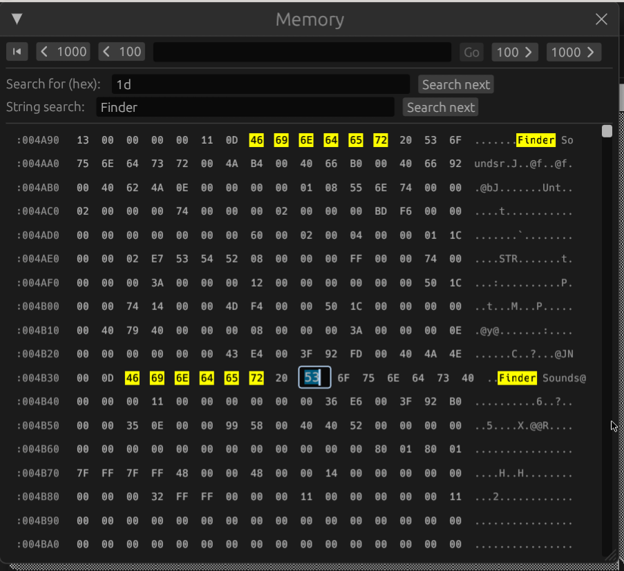 Memory viewer search