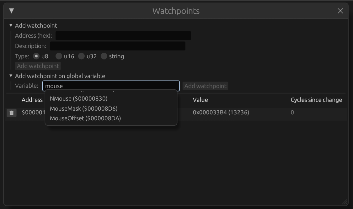 Watchpoints globals search